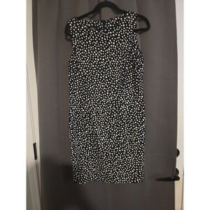AGB Black & White Polka Dot Sleeveless Zipper Sheath Dress, Women's Size 14, NWT
